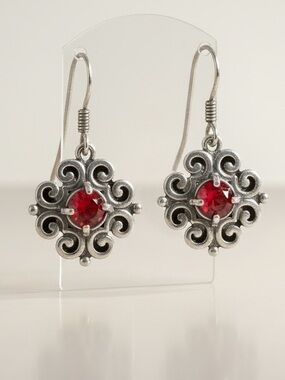 James Avery Garnet Scrolled Red Spanish lace match earrings